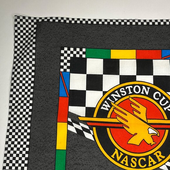 VTG Winston Cup NASCAR Bandanna Checked Flag Design Eagle Black Red 19.25" X 17" - Picture 2 of 7